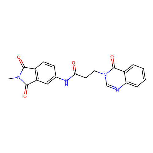 N-(2-methyl-1,3-dioxoisoindol-5-yl)-3-(4-oxoquinazolin-3-yl)propanamide structure