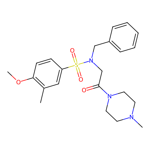 N-benzyl-4-methoxy-3-methyl-N-[2-(4-methylpiperazin-1-yl)-2-oxoethyl]benzenesulfonamide structure