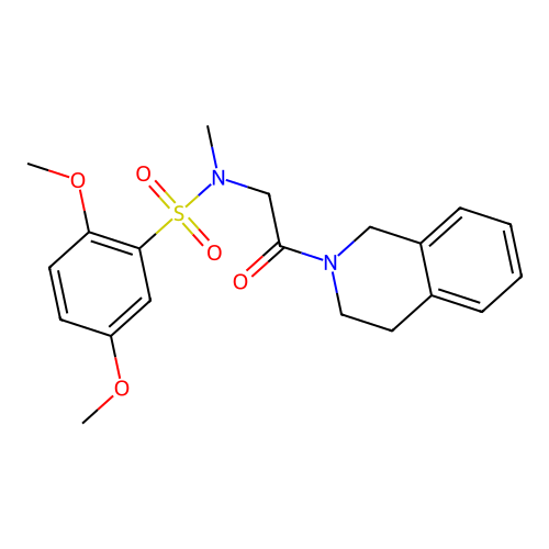 N-[2-(3,4-dihydro-1H-isoquinolin-2-yl)-2-oxoethyl]-2,5-dimethoxy-N-methylbenzenesulfonamide structure