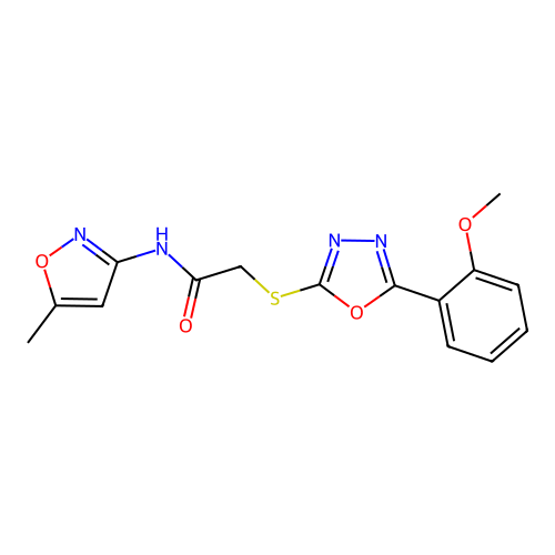 2-((5-(2-methoxyphenyl)-1,3,4-oxadiazol-2-yl)thio)-N-(5-methylisoxazol-3-yl)acetamide structure