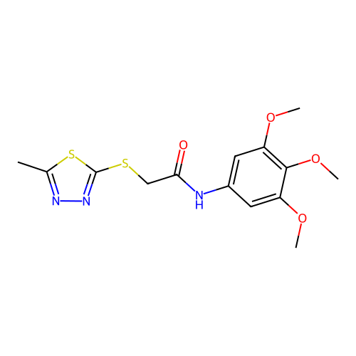 2-[(5-methyl-1,3,4-thiadiazol-2-yl)sulfanyl]-N-(3,4,5-trimethoxyphenyl)acetamide structure