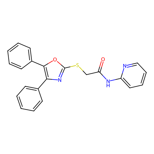 2-[(4,5-diphenyl-1,3-oxazol-2-yl)sulfanyl]-N-pyridin-2-ylacetamide structure