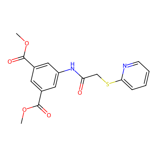 Dimethyl 5-{[(2-pyridinylsulfanyl)acetyl]amino}isophthalate structure