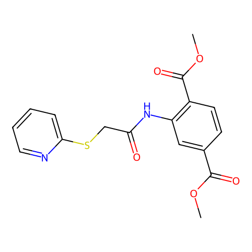 Dimethyl 2-{[(2-pyridinylthio)acetyl]amino}terephthalate structure