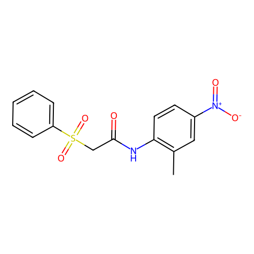 N-(2-methyl-4-nitrophenyl)-2-(phenylsulfonyl)acetamide structure