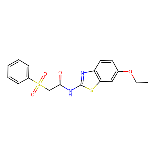 N-(6-ethoxy-1,3-benzothiazol-2-yl)-2-(phenylsulfonyl)acetamide structure
