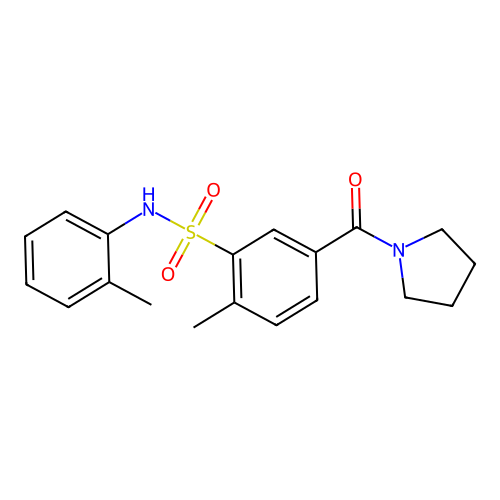 2-methyl-N-(2-methylphenyl)-5-(pyrrolidine-1-carbonyl)benzenesulfonamide structure
