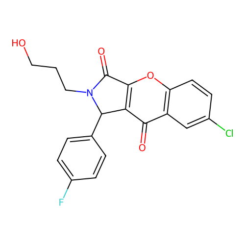7-chloro-1-(4-fluorophenyl)-2-(3-hydroxypropyl)-1H-chromeno[2,3-c]pyrrole-3,9-dione structure