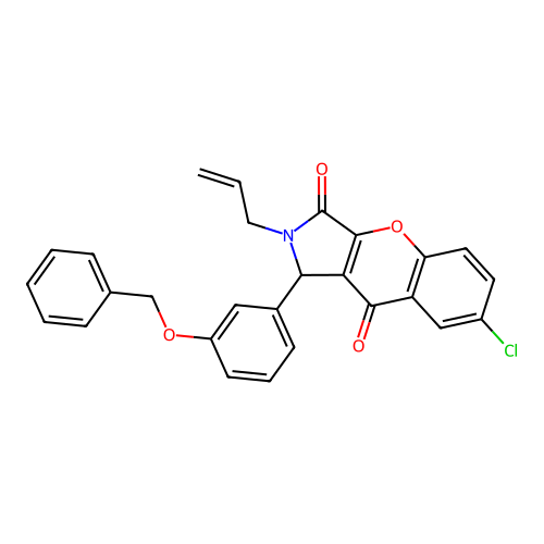 7-chloro-1-(3-phenylmethoxyphenyl)-2-prop-2-enyl-1H-chromeno[2,3-c]pyrrole-3,9-dione structure