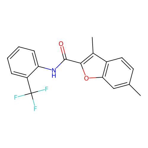 3,6-dimethyl-N-[2-(trifluoromethyl)phenyl]-1-benzofuran-2-carboxamide structure