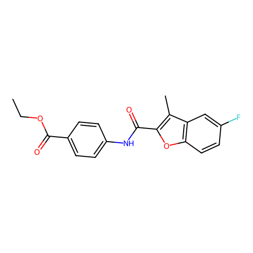 Ethyl 4-{[(5-fluoro-3-methyl-1-benzofuran-2-yl)carbonyl]amino}benzoate structure