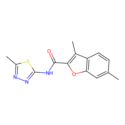 3,6-dimethyl-N-(5-methyl-1,3,4-thiadiazol-2-yl)-1-benzofuran-2-carboxamide structure