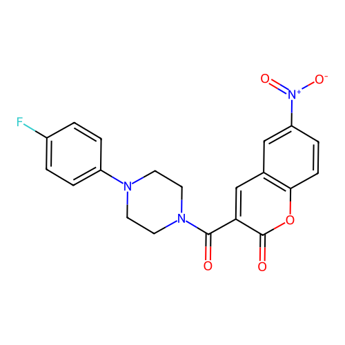 3-[4-(4-fluorophenyl)piperazine-1-carbonyl]-6-nitro-2H-chromen-2-one structure