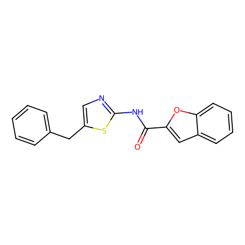 N-(5-benzyl-1,3-thiazol-2-yl)-1-benzofuran-2-carboxamide structure