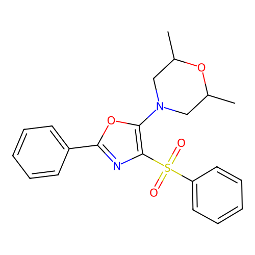 4-[4-(Benzenesulfonyl)-2-phenyl-1,3-oxazol-5-yl]-2,6-dimethylmorpholine structure