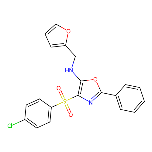 4-((4-chlorophenyl)sulfonyl)-N-(furan-2-ylmethyl)-2-phenyloxazol-5-amine structure