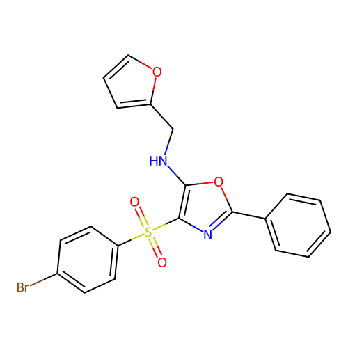 4-((4-bromophenyl)sulfonyl)-N-(furan-2-ylmethyl)-2-phenyloxazol-5-amine structure