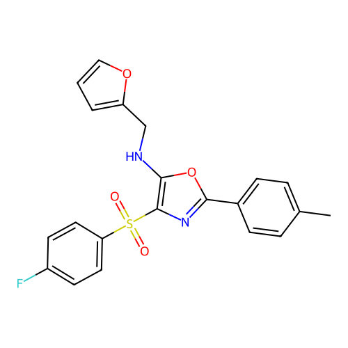 4-((4-fluorophenyl)sulfonyl)-N-(furan-2-ylmethyl)-2-(p-tolyl)oxazol-5-amine structure