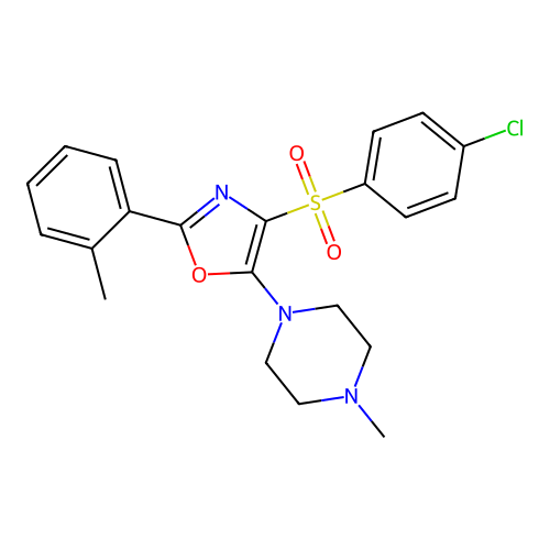 4-((4-Chlorophenyl)sulfonyl)-5-(4-methylpiperazin-1-yl)-2-(o-tolyl)oxazole structure