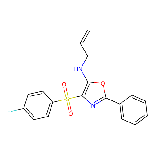N-allyl-4-((4-fluorophenyl)sulfonyl)-2-phenyloxazol-5-amine structure