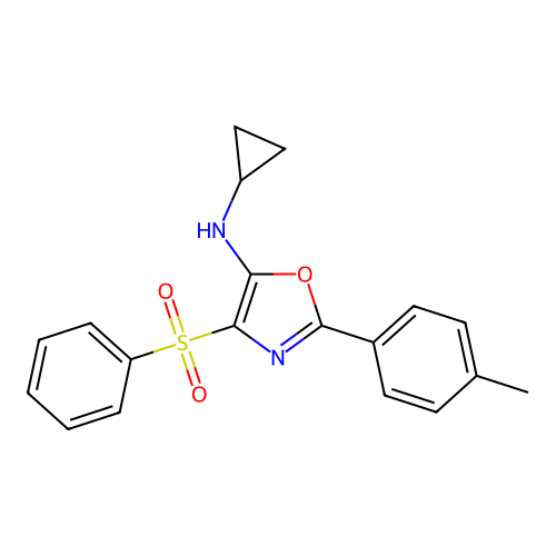 4-(benzenesulfonyl)-N-cyclopropyl-2-(4-methylphenyl)-1,3-oxazol-5-amine structure