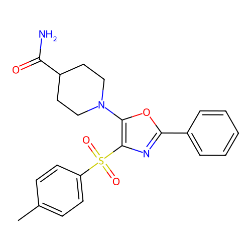 1-(2-Phenyl-4-tosyloxazol-5-yl)piperidine-4-carboxamide structure