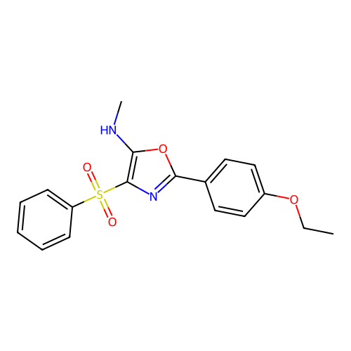 4-(benzenesulfonyl)-2-(4-ethoxyphenyl)-N-methyl-1,3-oxazol-5-amine structure