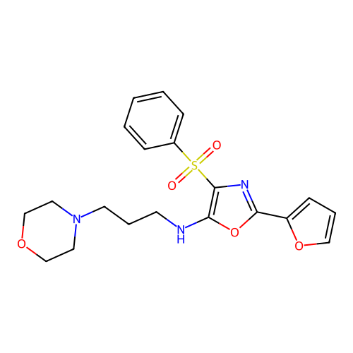 2-(2-furyl)-N-[3-(4-morpholinyl)propyl]-4-(phenylsulfonyl)-1,3-oxazol-5-amine structure