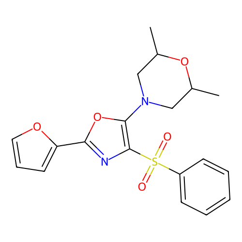 4-[4-(Benzenesulfonyl)-2-(furan-2-yl)-1,3-oxazol-5-yl]-2,6-dimethylmorpholine structure