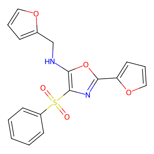 2-(2-furyl)-N-(2-furylmethyl)-4-(phenylsulfonyl)-1,3-oxazol-5-amine structure
