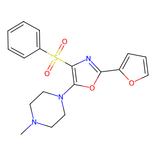 2-(Furan-2-yl)-5-(4-methylpiperazin-1-yl)-4-(phenylsulfonyl)oxazole structure