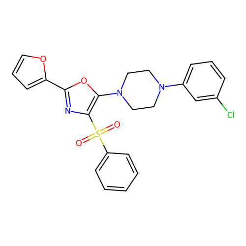 5-(4-(3-Chlorophenyl)piperazin-1-yl)-2-(furan-2-yl)-4-(phenylsulfonyl)oxazole structure