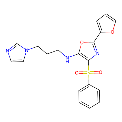 2-(2-furyl)-N-[3-(1H-imidazol-1-yl)propyl]-4-(phenylsulfonyl)-1,3-oxazol-5-amine structure