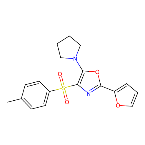 2-(Furan-2-yl)-5-(pyrrolidin-1-yl)-4-tosyloxazole structure