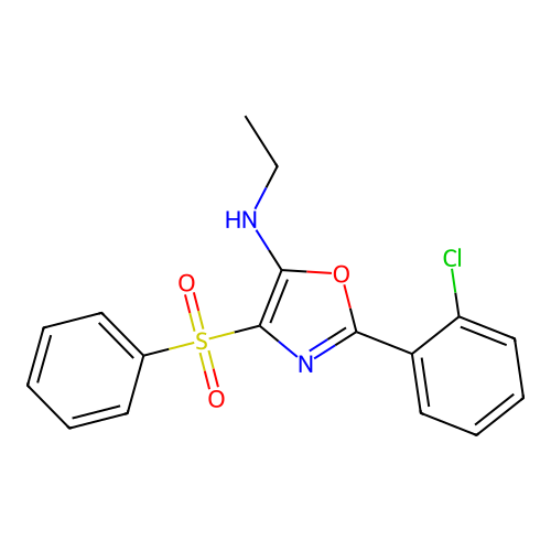 4-(benzenesulfonyl)-2-(2-chlorophenyl)-N-ethyl-1,3-oxazol-5-amine structure