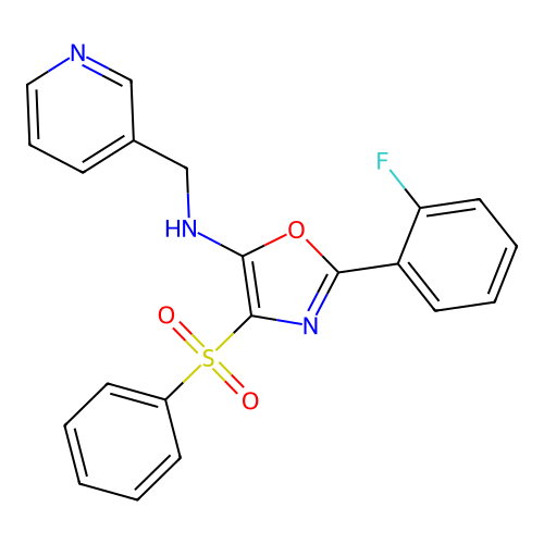 2-(2-fluorophenyl)-4-(phenylsulfonyl)-N-(3-pyridinylmethyl)-1,3-oxazol-5-amine structure