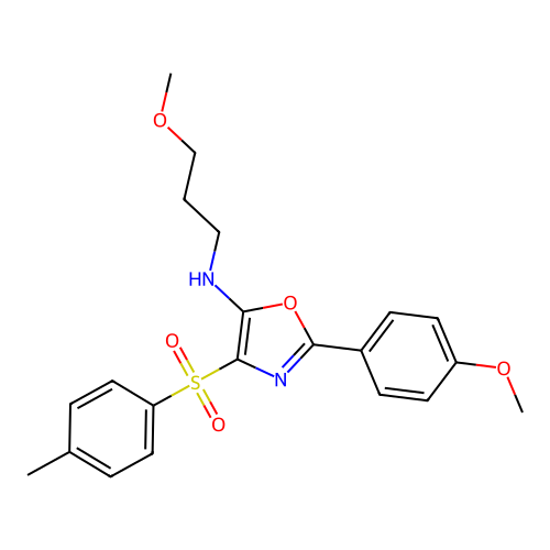 2-(4-methoxyphenyl)-N-(3-methoxypropyl)-4-tosyloxazol-5-amine structure