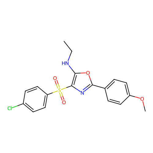 4-((4-chlorophenyl)sulfonyl)-N-ethyl-2-(4-methoxyphenyl)oxazol-5-amine structure
