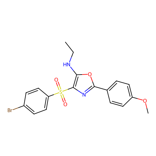 4-((4-bromophenyl)sulfonyl)-N-ethyl-2-(4-methoxyphenyl)oxazol-5-amine structure