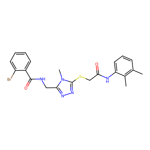 2-bromo-N-[[5-[2-(2,3-dimethylanilino)-2-oxoethyl]sulfanyl-4-methyl-1,2,4-triazol-3-yl]methyl]benzamide structure