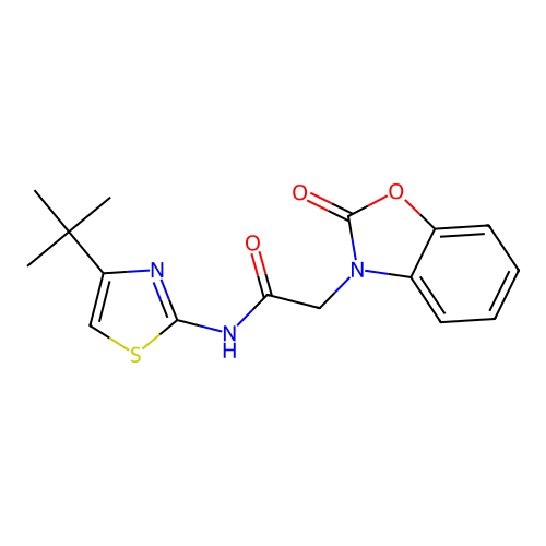 N-(4-tert-butyl-1,3-thiazol-2-yl)-2-(2-oxo-1,3-benzoxazol-3-yl)acetamide structure