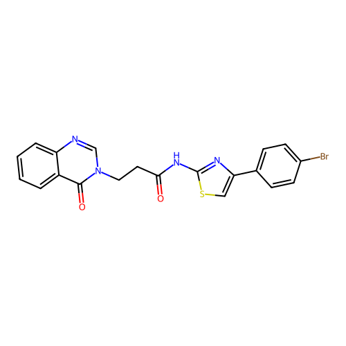 N-[4-(4-bromophenyl)-1,3-thiazol-2-yl]-3-(4-oxoquinazolin-3-yl)propanamide structure