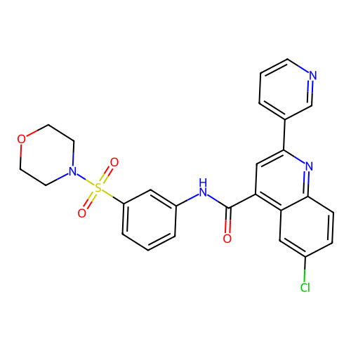 6-chloro-N-(3-morpholin-4-ylsulfonylphenyl)-2-pyridin-3-ylquinoline-4-carboxamide structure
