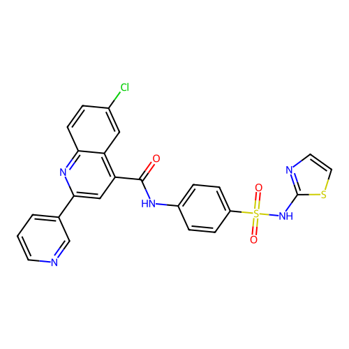 6-chloro-2-pyridin-3-yl-N-[4-(1,3-thiazol-2-ylsulfamoyl)phenyl]quinoline-4-carboxamide structure