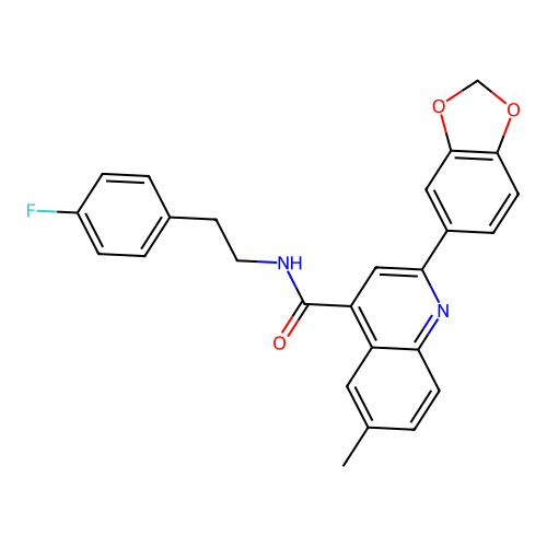 2-(1,3-benzodioxol-5-yl)-N-[2-(4-fluorophenyl)ethyl]-6-methylquinoline-4-carboxamide structure