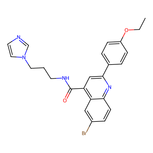 6-bromo-2-(4-ethoxyphenyl)-N-(3-imidazol-1-ylpropyl)quinoline-4-carboxamide structure