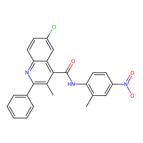 6-chloro-3-methyl-N-(2-methyl-4-nitrophenyl)-2-phenylquinoline-4-carboxamide structure