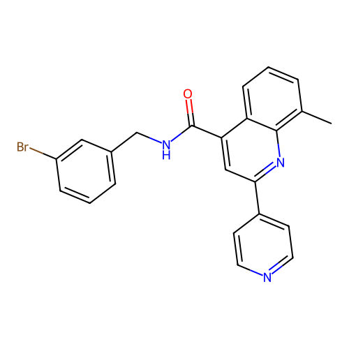 N-[(3-bromophenyl)methyl]-8-methyl-2-pyridin-4-ylquinoline-4-carboxamide structure