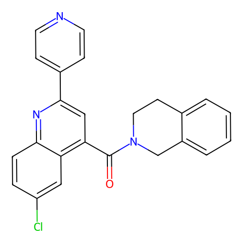 (6-chloro-2-pyridin-4-ylquinolin-4-yl)-(3,4-dihydro-1H-isoquinolin-2-yl)methanone structure