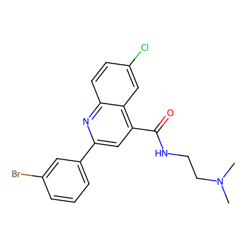 2-(3-bromophenyl)-6-chloro-N-[2-(dimethylamino)ethyl]quinoline-4-carboxamide structure